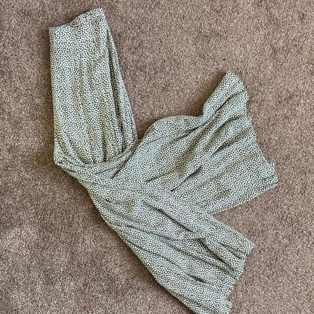 Green and White Petal & Pup Palazzo Pants